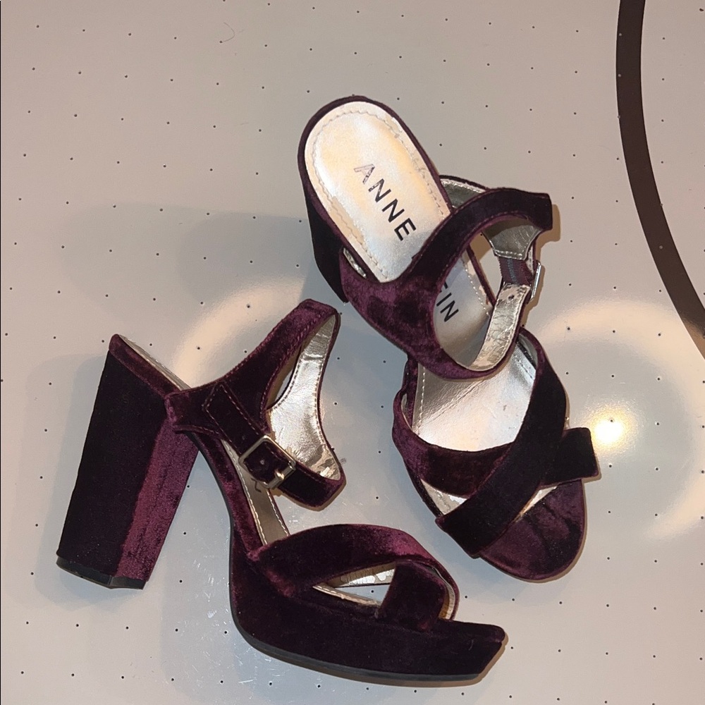 Anne Klein Burgundy velvet heels